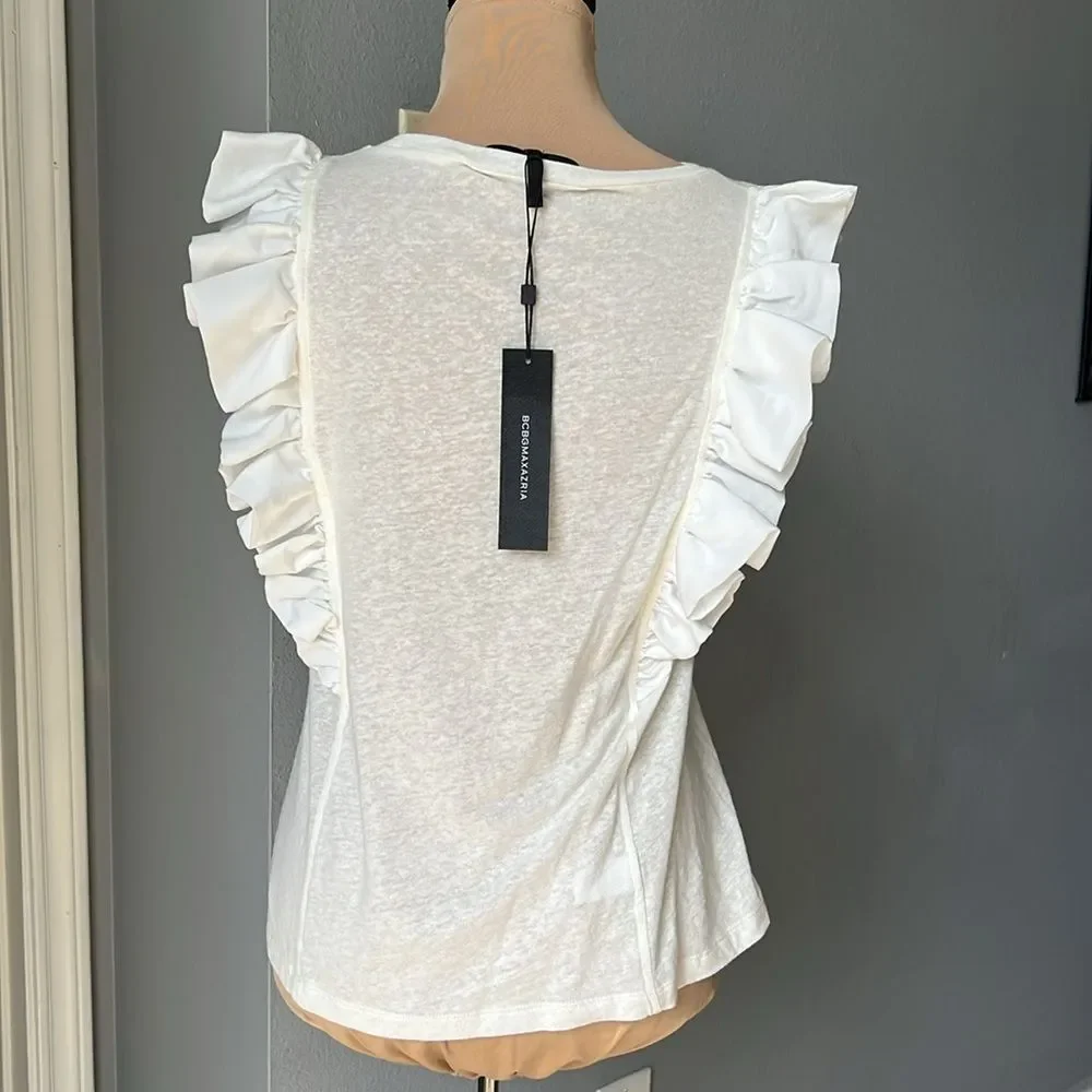 Sleeveless Ruffle Knit Top BCBGMAXAZRIA brand:BCBGMAXAZRIA - Picture 6 of 9